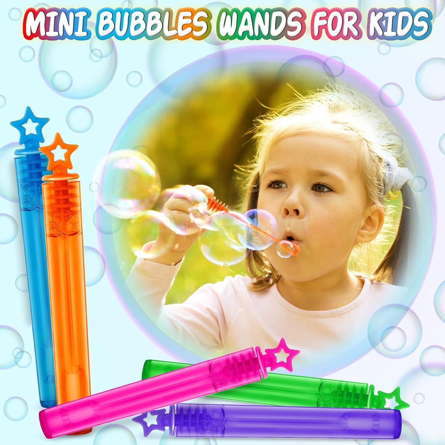 240 Pcs Mini Bubble Wands in 6 Colors, Bulk Party Favors for Kids, Themed Birthday, Christmas, New Year, Valentine, Carnival, School Classroom Prizes for Boys & Girls, Ideal Goodies Bags Stuffers