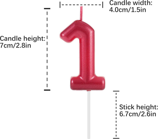 Red Number 1 Birthday Candles, Cake Toppers for Birthday/Baby Shower/Anniversary/Wedding Party Celebrating/Decorating. (Red Number 1)