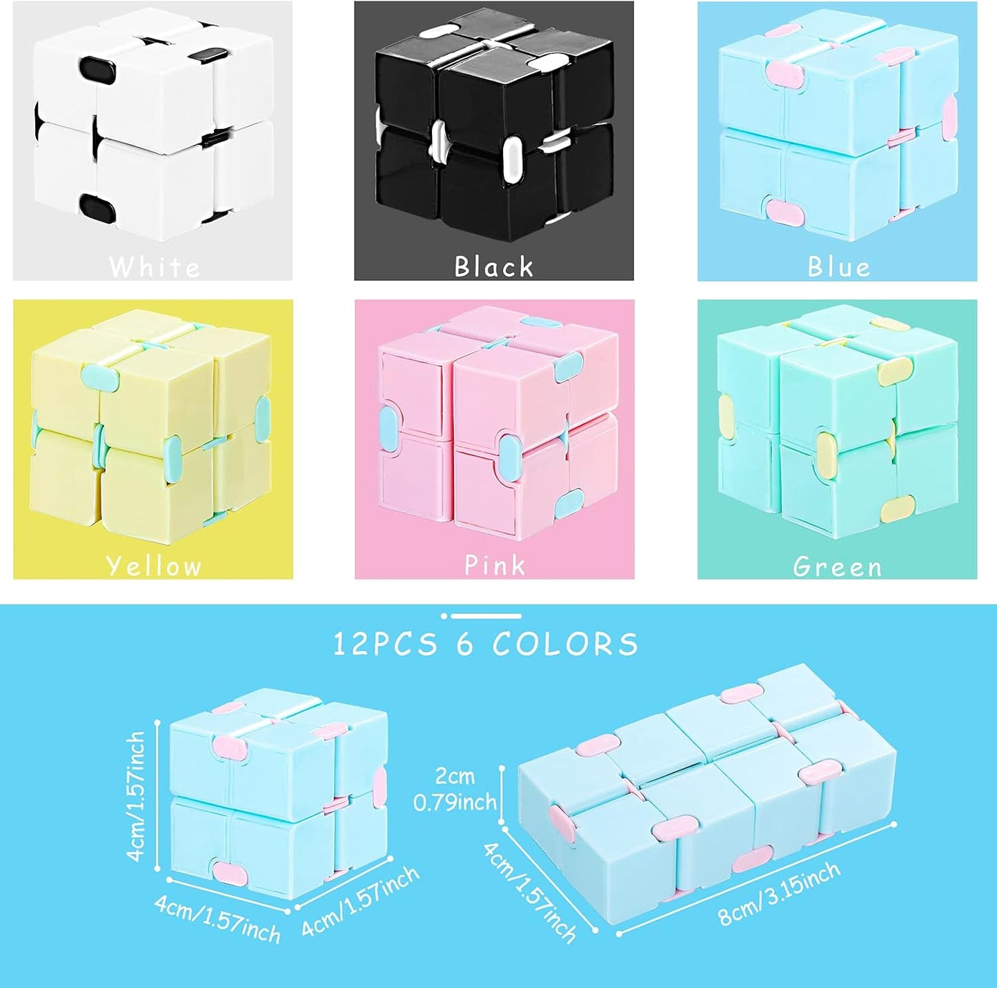 12 Pieces Mini Cube Blocks Desk Toy Magic Sensory Tool Blocks Puzzle Flip Cube for Teens Adults Birthday Favors