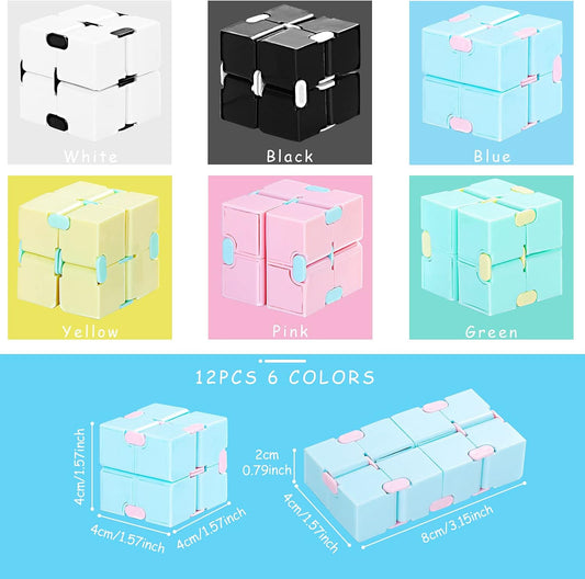 12 Pieces Mini Cube Blocks Desk Toy Magic Sensory Tool Blocks Puzzle Flip Cube for Teens Adults Birthday Favors