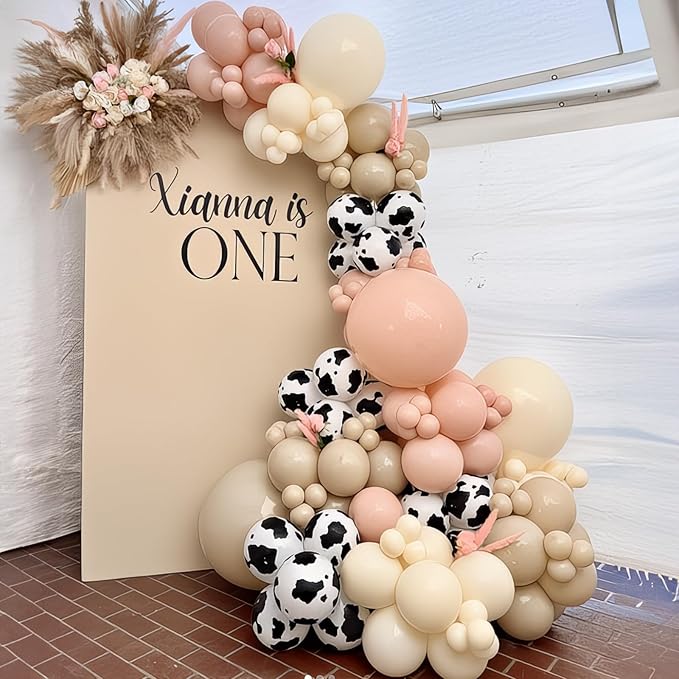Cowgirl Balloon Dusty Blush Pink Brown Tan Coffee Beige Sand White Ivory Nude Retro Party Balloons Cow Print Balloon for Boho Rodeo Baby Shower Birthday Farm Theme Western Cowgirl Party Decor