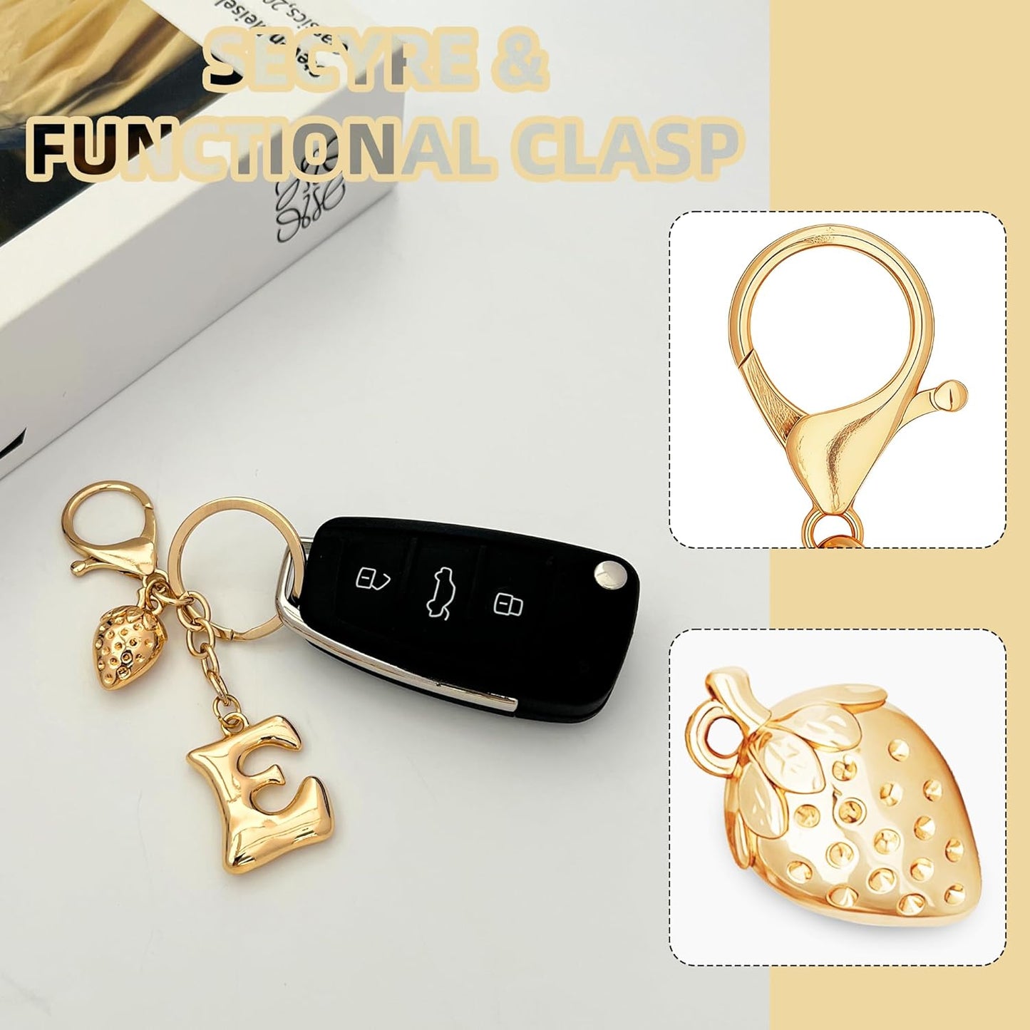 Gold Bubble Heart Initial Bag Charms for Handbags – Cute Initial Letter Keychain for Women, Purse Charms, Gold Gift