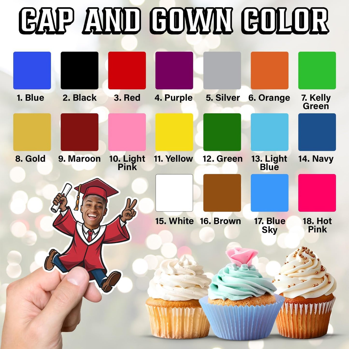Graduation Cupcake Toppers 2025 - Personalized Graduation Cake Topper Class Of 2025, Custom Photo Christmas Decorations, Congrats Grad Party Supplies Unique Gifts