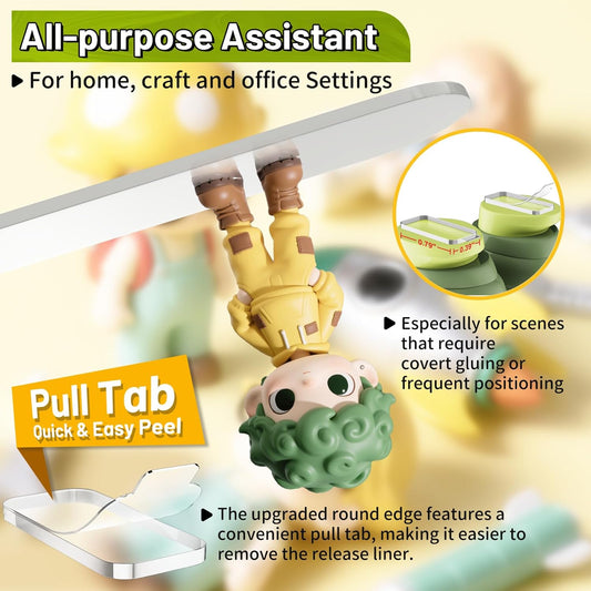 Upgraded Large Mounting Putty No Residue with Pull Tab, Double Sided Tape Adhesive Dots Clear Museum Sticky Tack, Picture Hanging Strips Fixed Decor Art Craft Party, 0.39 x 0.78 in (252 Pcs)