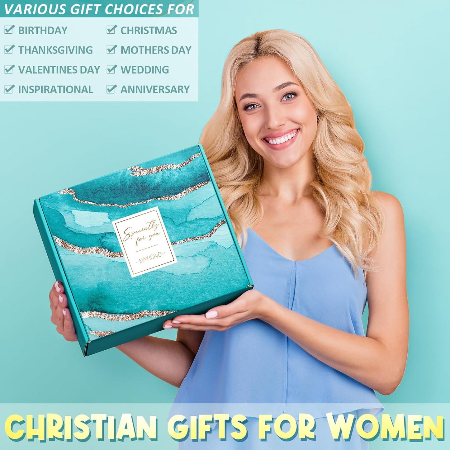 Christian Gifts for Christian Women Faith, Inspirational Religious Gifts for Catholic Women Spiritual Gift Christmas Birthday Gift for Womens Mom Sister Friend Grandma Wife Coworker w/ Canvas Tote Bag