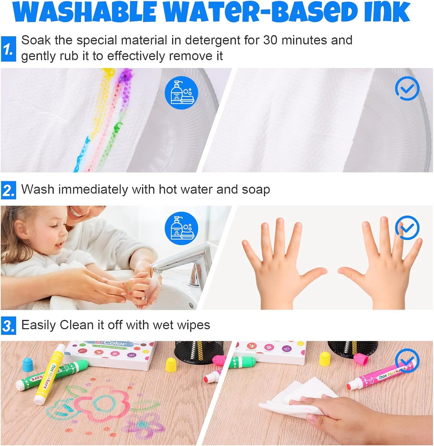 FUMILE 16PCS Dot Markers for Toddlers 1-3,2 Pack 8 Colors Bingo Daubers for kids,Non-Toxic and Washable Bingo Dot Markers for Art and Craft.Dot Paints for kids Drawing Coloring Supplies