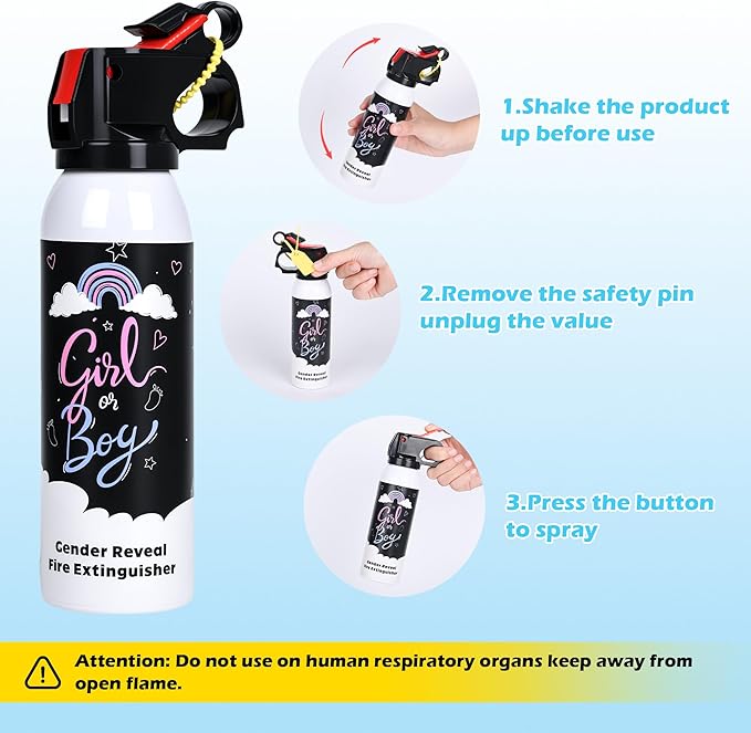 Baby Gender Reveal Fire Extinguisher; Colorful Smoke Powder Spray; 100% Safe and Eco-Friendly Gender Reveal Party Idea (100g blue 2pcs)