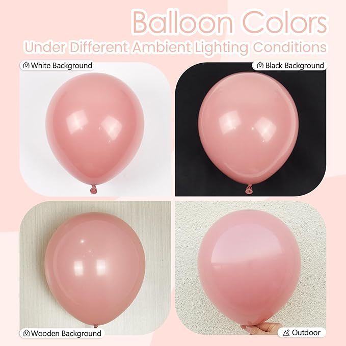 Dusty Pink Balloons 12 inch, Dusty Rose Latex Balloons 50pcs Party Balloon for Boho Wedding Baby Shower Gender Reveal Birthday Party Decorations