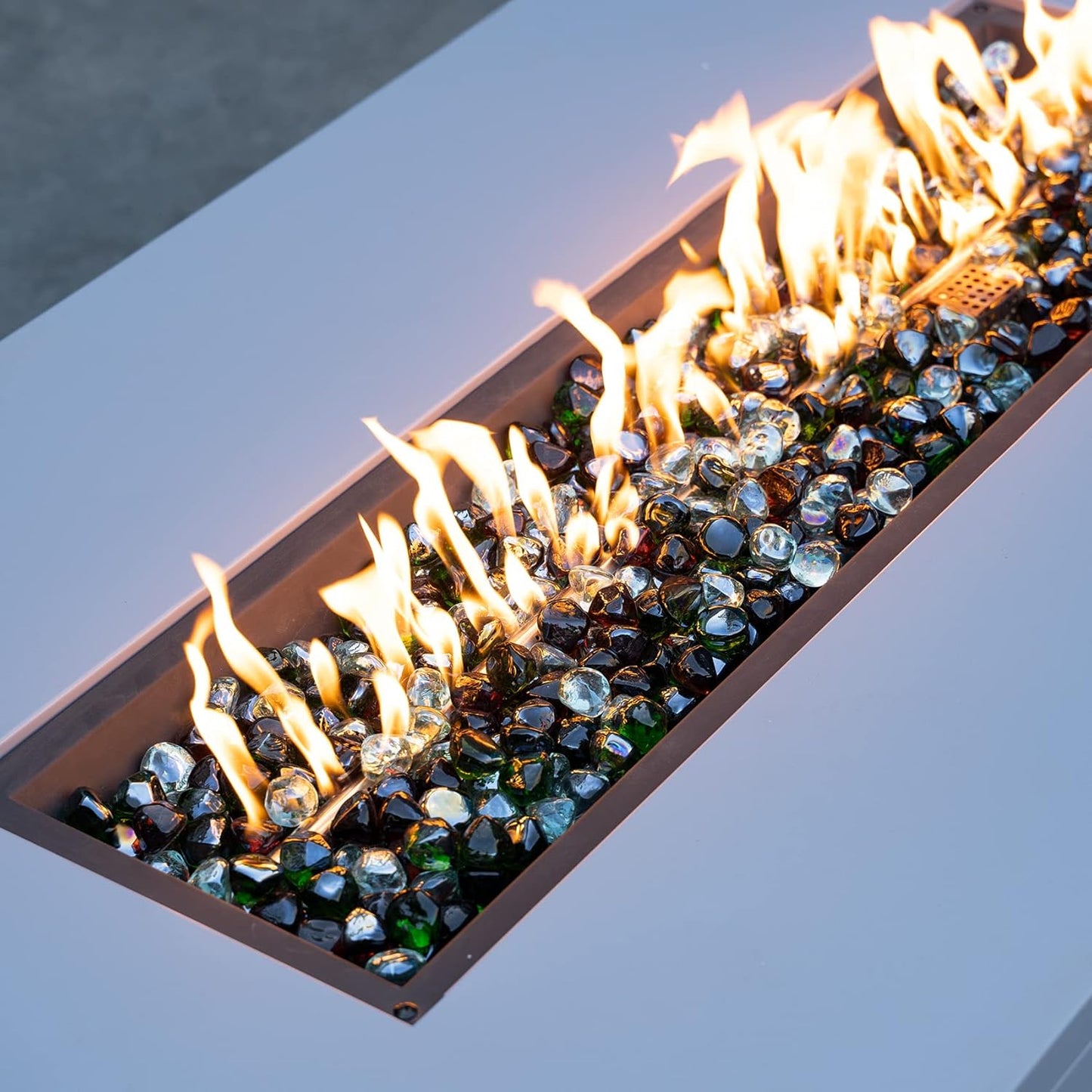 Mr. Fireglass 10 Pounds Blended Fire Glass Diamonds for Fireplace Fire Pit & Lanscaping - 1 inch High Luster Fire Rocks with Mixed Colors (Emerald Green+Crystal Ice+Amber)
