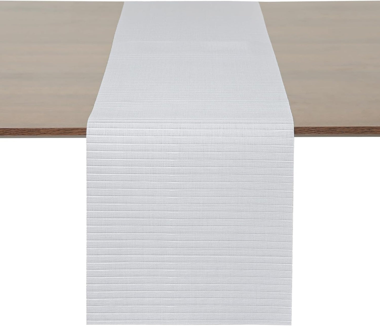 Myir JUN Table Runner, Vinyl Table Runner Indoor 55 Inch Long Arbitrarily Cropped Runner for Table Non-Slip Heatproof for Home Party (White Smoke, 12 x 72 inch)