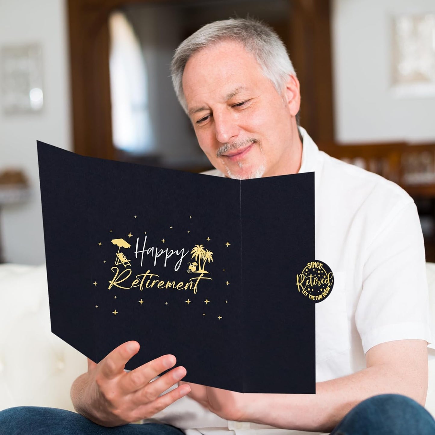 Holkcog Black Gold Retirement Party Decorations,Black Gold Giant Happy Retirement Guestbook Fun Beach Themed Retirement Party Signature Book,Best Retirement Gifts for Women Men, Retire Signing Boards