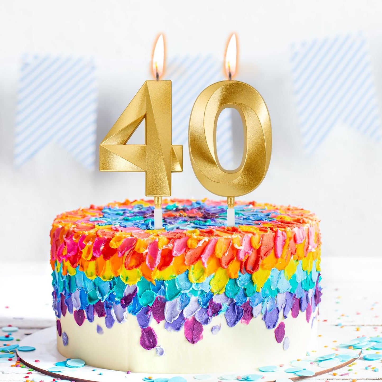 Birthday Candles, 1.96 Inch Number 40 Happy Birthday Candles, Number Candles Decoration for Birthday Party and Anniversary Celebration(Champagne Gold)
