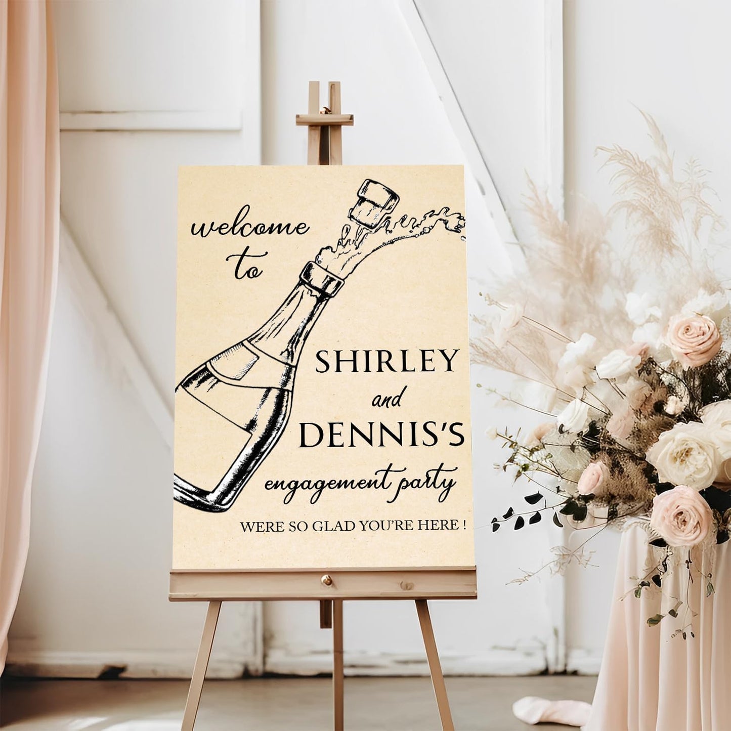 Welcome To Our Engagement Party Sign, Champagne Personalized Engagement Party Sign, Engagement Party Welcome Sign, Engagement Signs For A Party, Rustic Engagement Decor