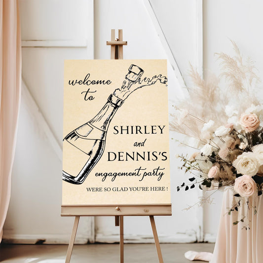 Welcome To Our Engagement Party Sign, Champagne Personalized Engagement Party Sign, Engagement Party Welcome Sign, Engagement Signs For A Party, Rustic Engagement Decor