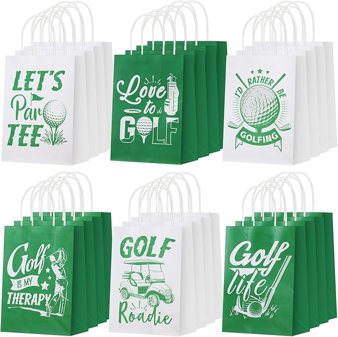 Resholder 30 Pcs Golf Party Favor Bags Sports Themed Party Decorations Golf Goodie Gift Bags with Handles Portable Candy Treat Pouch for Kids Boys Golfers Birthday Supplies