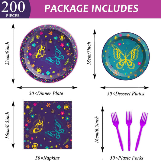 50 Guests Magic Movie Birthday Party Supplies Set Magic Movie Party Decoration Magic Movie Party Tableware Paper Plates Napkins for Boy Girl Birthday 200 PCS