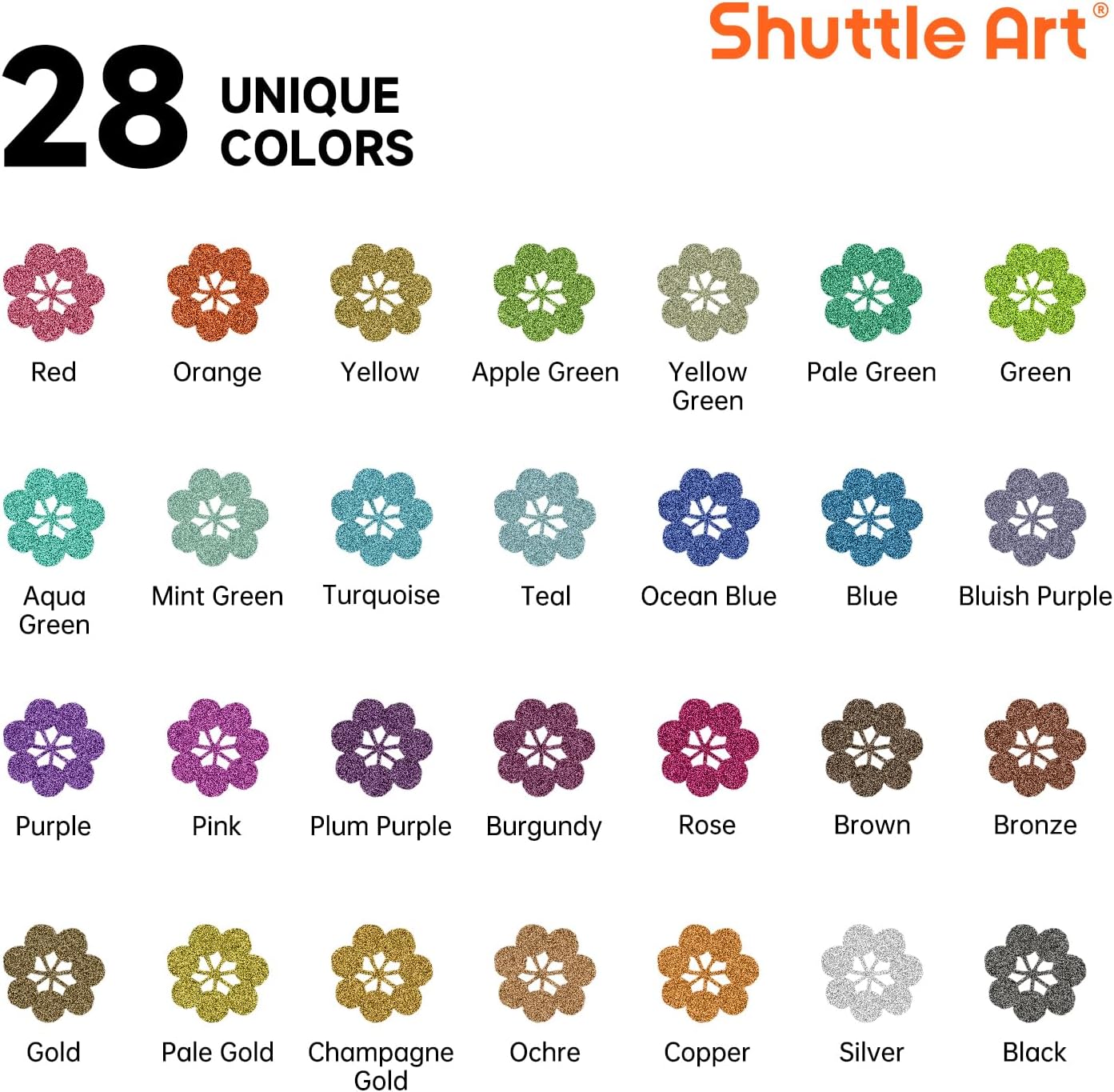 28 Metallic Colors Dual Tip Acrylic Paint Markers, Dot Tip and Fine Tip Acrylic Paint Pens for Rock Painting, Ceramic, Wood, Canvas, Plastic, Glass, Stone, Calligraphy, Card Making, DIY Crafts