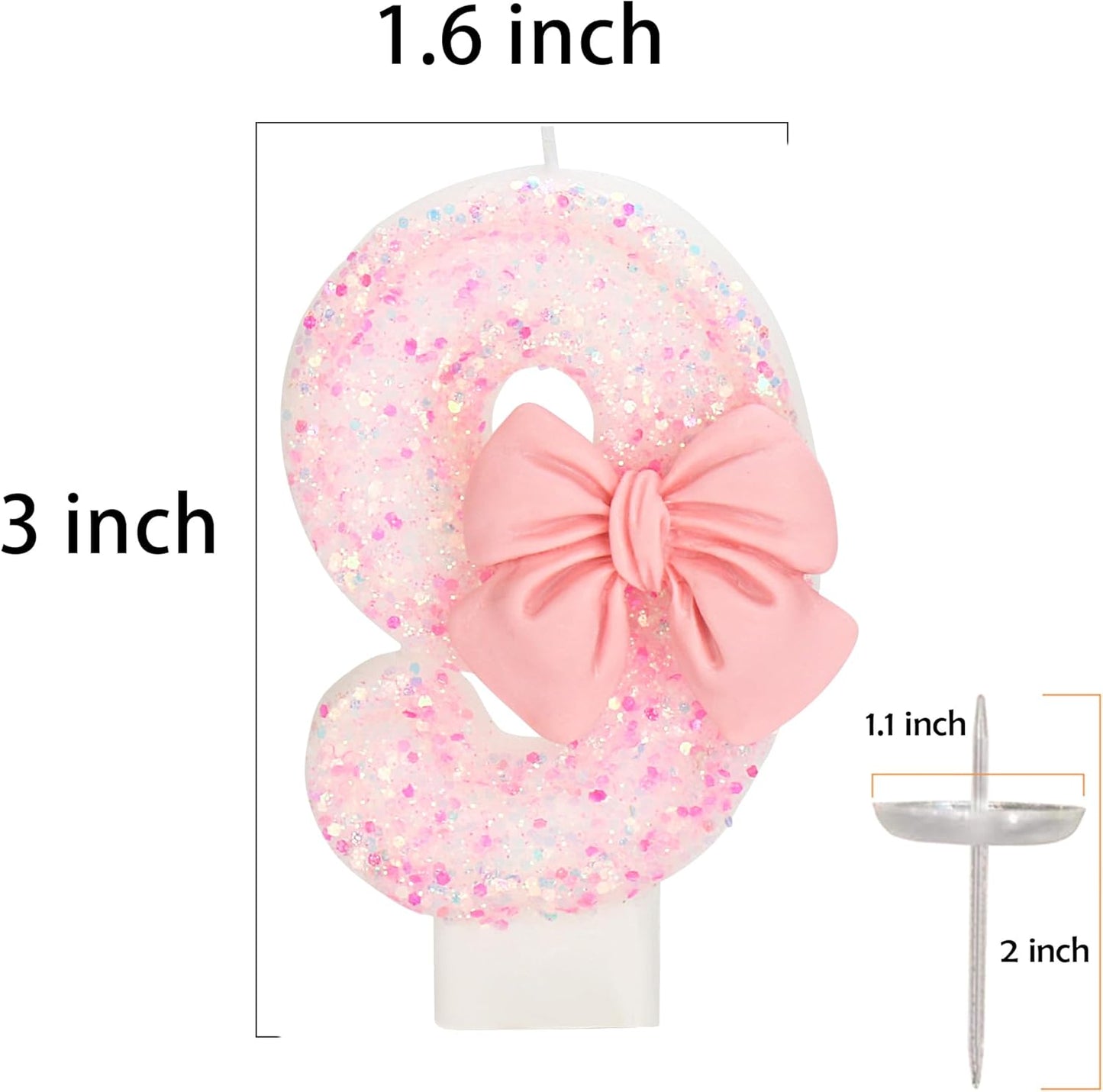 29th Birthday Candles for Cake, Pink Bow Number Cake Candles, 2.76 inch Number Happy Birthday Candle, Cake Topper Decoration for Birthday Party (Number 29)