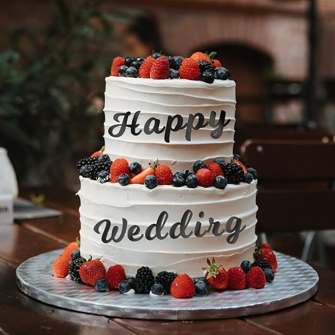 126 PCS Custom Name Cake Topper Acrylic Letters DIY Personalized A-Z & 0-9 Number Alphabet Cake Decoration For Wedding Anniversary Baby Shower Party Birthday Supplies (Black)
