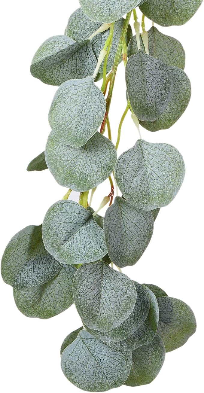 DearHouse Artificial Eucalyptus Garland Faux Silk Eucalyptus Leaves Vines Handmade Garland Greenery Wedding Backdrop Arch Wall Decor