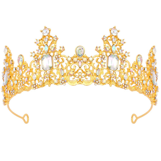 Didder Gold AB Rhinestone Princess Crown Birthday Tiara Prom Queen Tiaras and Crowns for Women and Girls Halloween Costume Headpiece Hair Accessories