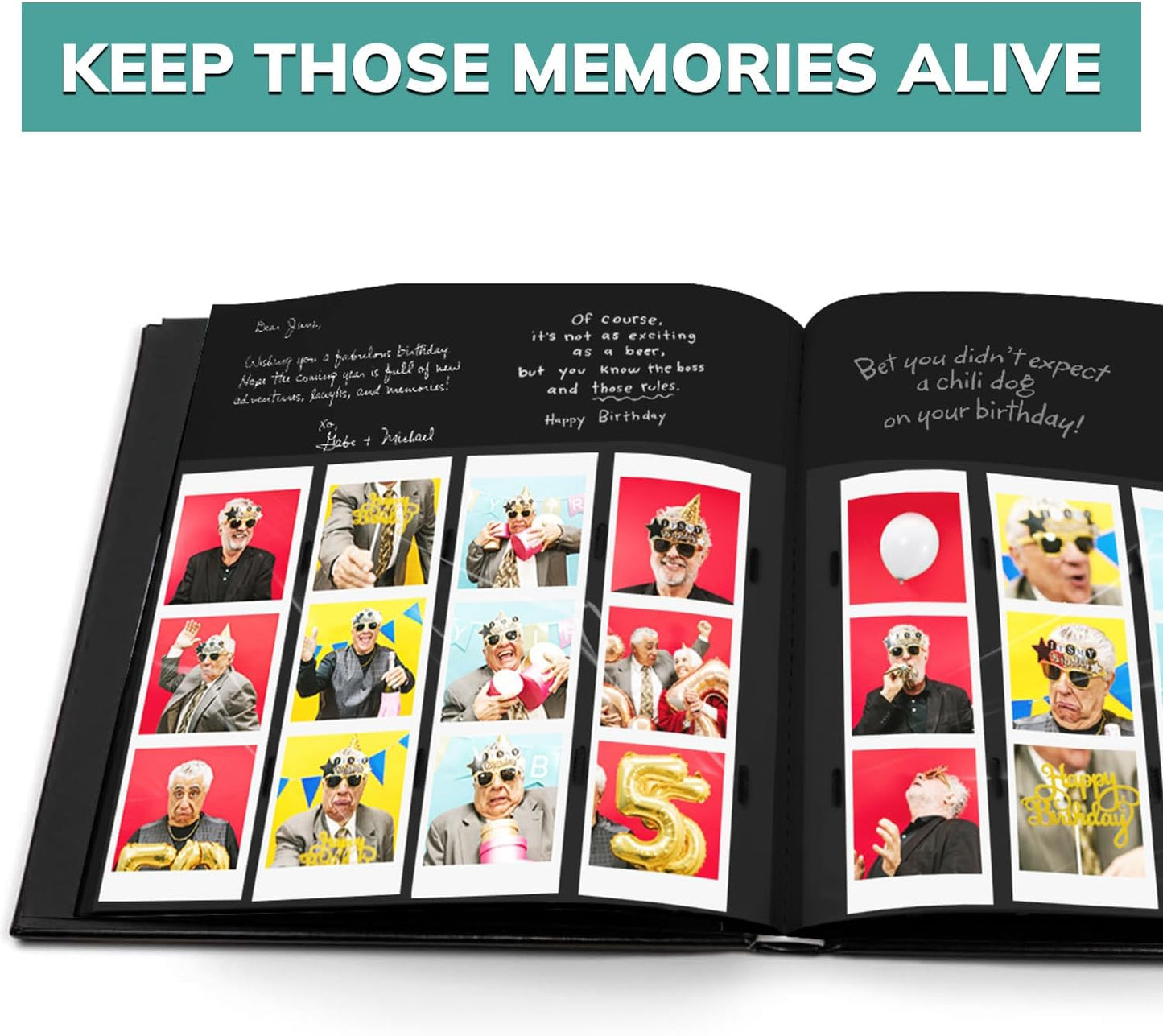 PBF (10 Pack) Photo Booth Album, Guest Book with 2x6 Clear Picture Inserts, Black Cover with Plastic Sleeves & Black Pages, Scrapbook Album for Photo Strips, Memory Book, Wedding, and Baby Showers