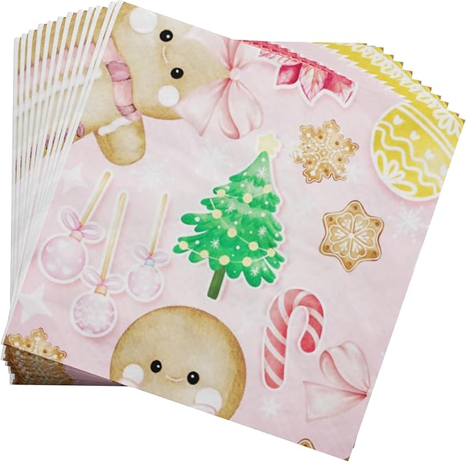 Blue Orchards Gingerbread Party Plates and Napkin (52 Pieces for16 Guests) - Party Supplies, Christmas Party Supplies, Holiday Paper Plates,Gingerbread Gender Reveal, Christmas Plates and Napkins