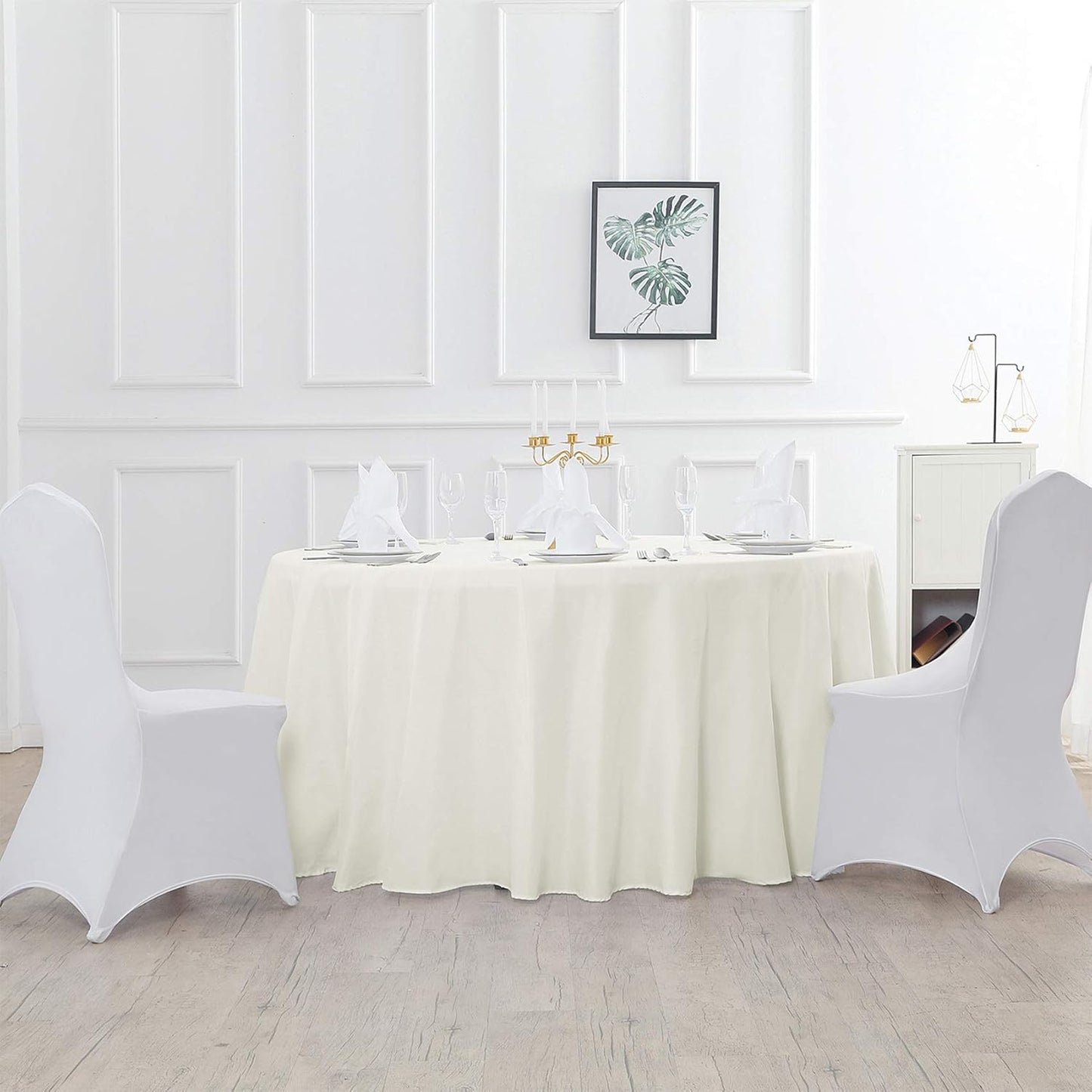 Cupuamon 108 inch Round Tablecloth Washable Polyester Table Cloth Decorative Table Cover for Wedding Party Dining Banquet（108 inch,Ivory）