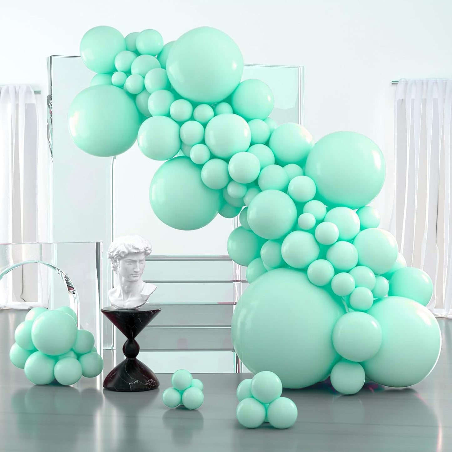 PartyWoo Mint Balloons, 100 pcs Pastel Teal Different Sizes Pack of 36 Inch 18 Inch 12 Inch 10 Inch 5 Inch Pastel Turquoise for Balloon Garland or Arch as Party Decorations, Mint-Q03