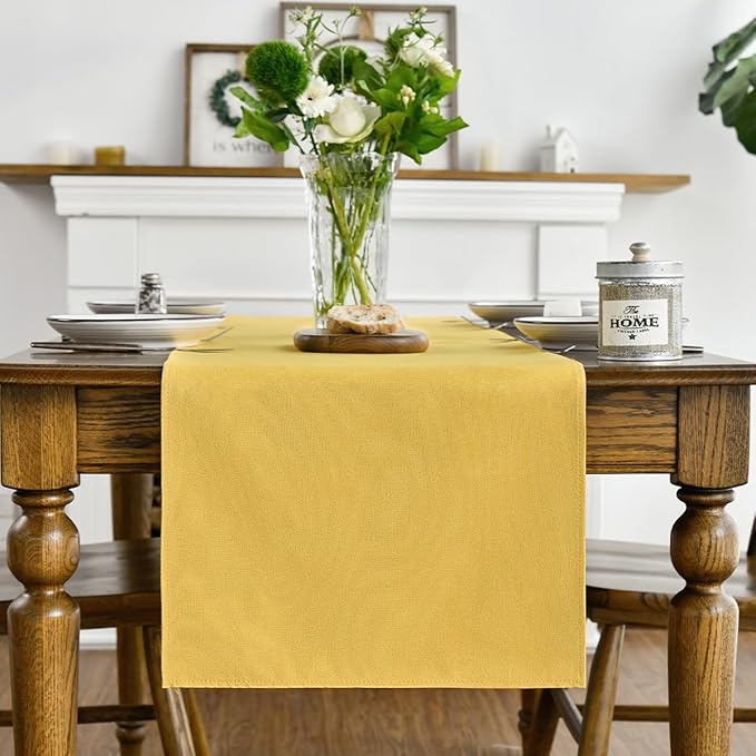 Artoid Mode Yellow Table Runner, Seasonal Summer Fall Washable Kitchen Dining Table Decoration for Home Party Decor 13x120 Inch