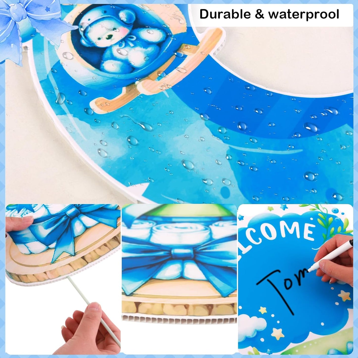 EASY JOY 9PCS Its A Boy Yard Sign Its A Boy Yard Signs with Stakes Blue It's A Boy Baby Shower Yard Sign for Gender Reveal Outdoor Garden Lawn Party