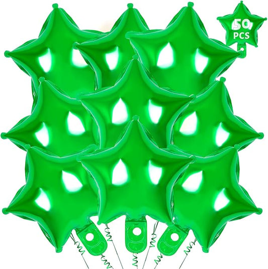 50 Pcs Star Balloons,10 Inch Green Star Foil Balloons,Stars Shaped Balloon Mylar Helium Balloon for Birthday Party Anniversary Wedding Baby Shower Decorations (10inch-green)