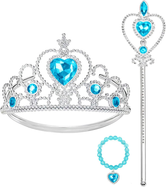 IGMaryBox Princess Dress Up Accessories Princess Diamond Crown Set with Magic Wand Bracelet Presents