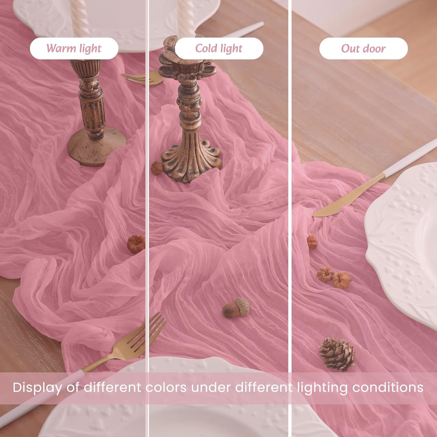 16Pack Dusty Rose Cheesecloth Table Runner 10FT Gauze Cheese Cloth Table Runner 35x120Inch Long Boho Spring Easter Table Runners Rustic Sheer Table Runners for Wedding Baby Shower Bridal Shower Decor