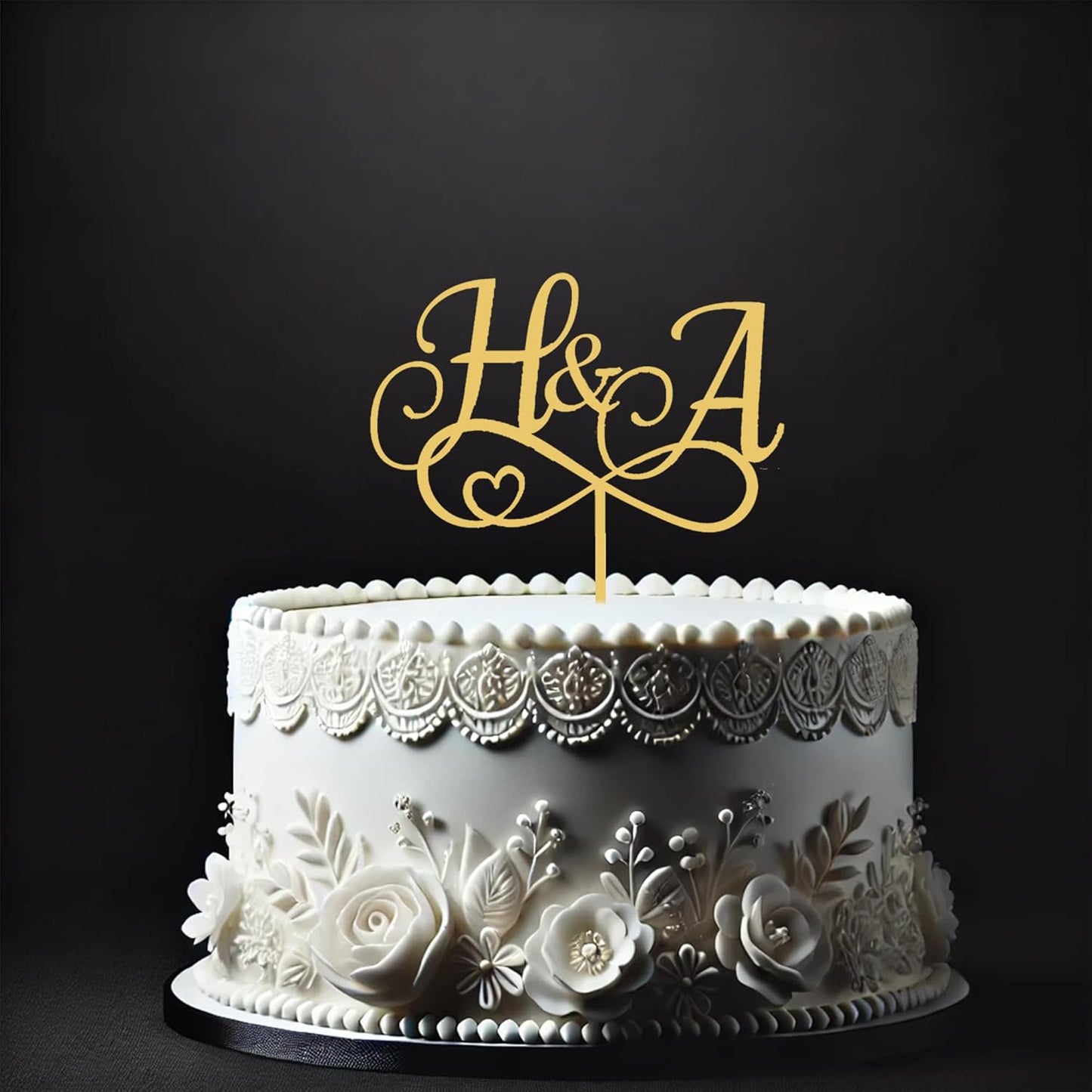 Personalized Custom Monogram Cake Topper, Luxury Wedding Cake Topper with Name Custom, Decorating for Engagements and Anniversary