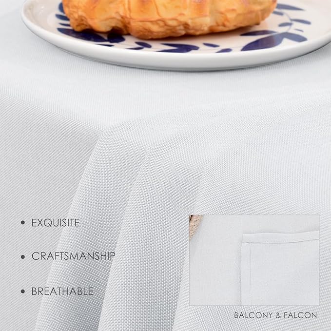 BALCONY & FALCON Extra-Large Table Cloth for 8 Foot Rectangle Tables – Waterproof & Crease-Proof Farmhouse Tablecloth for Banquet, Wedding, Baby Shower, Graduation Holiday Party (Owl Gray, 91" x 156")