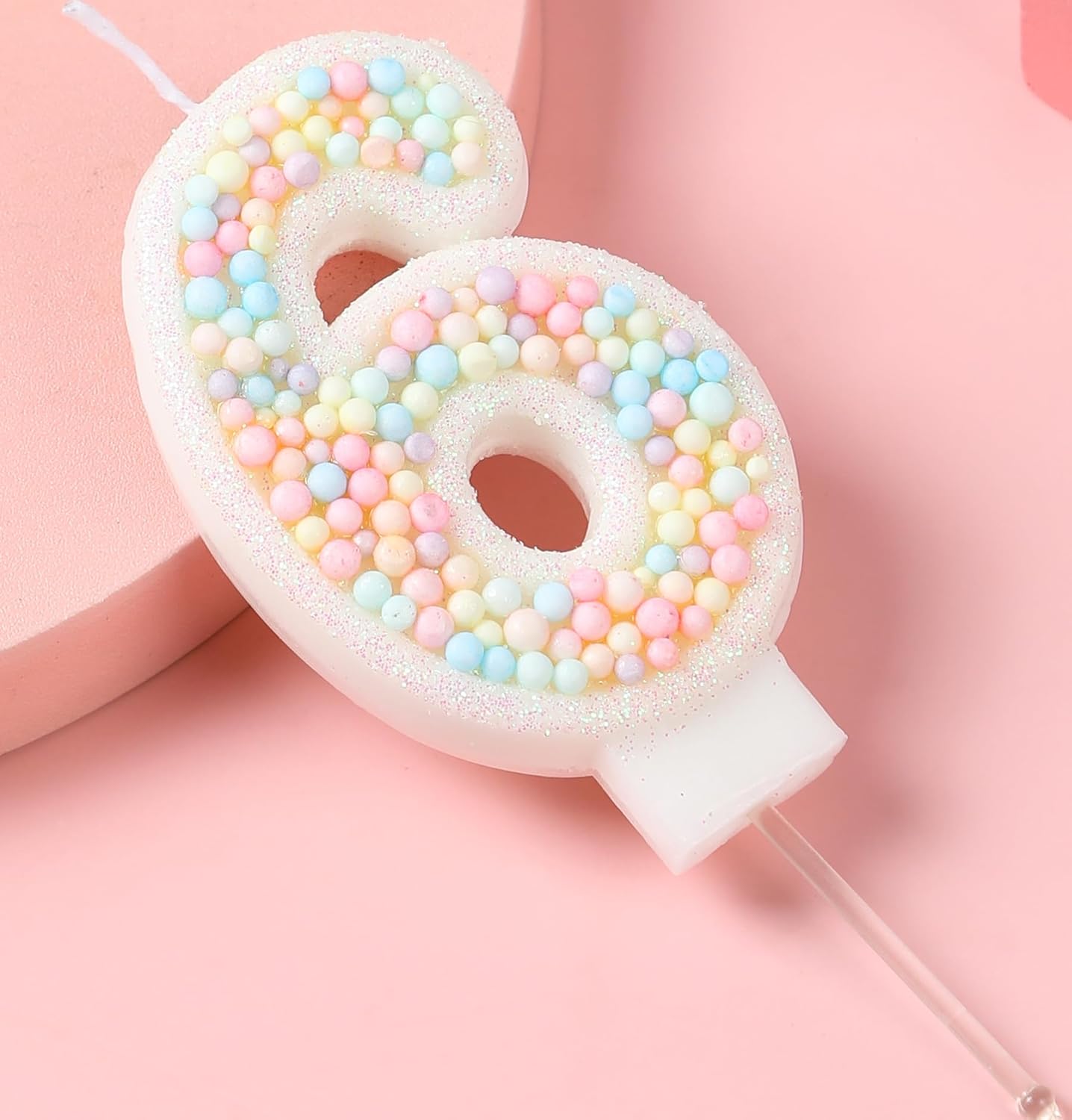 Pastel 6 Candle for Birthday Cake Girl Number 6 Candle, 3D Macaron Glitter 6 Birthday Candle for Girl Women Sweet Theme 6th Birthday Wedding Anniversary Party Cake Decor