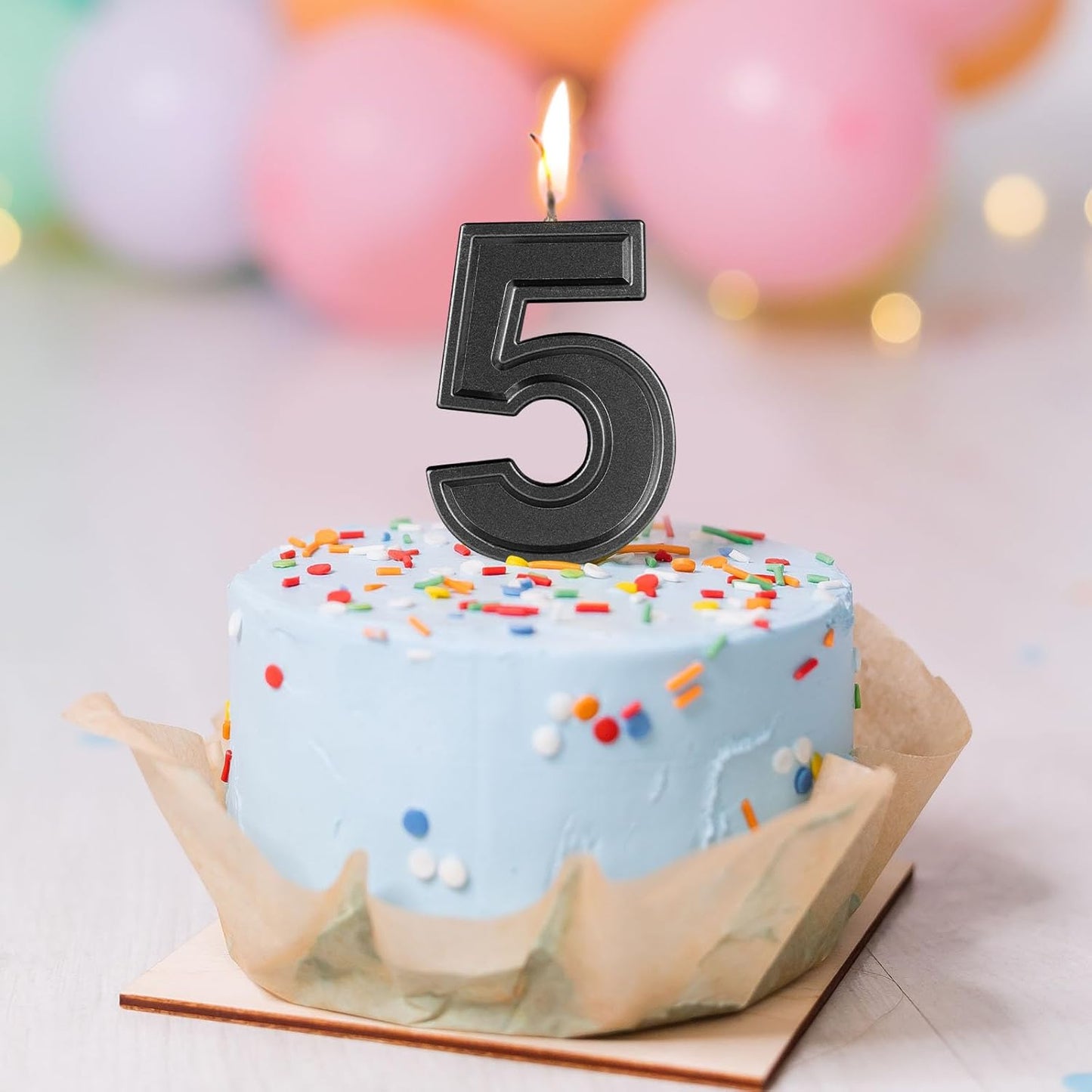 BEAN LIEVE Black Birthday Candles Number 5, Black Number Candles, Cake Number Candles for Birthday Parties and Wedding Anniversary Celebrations