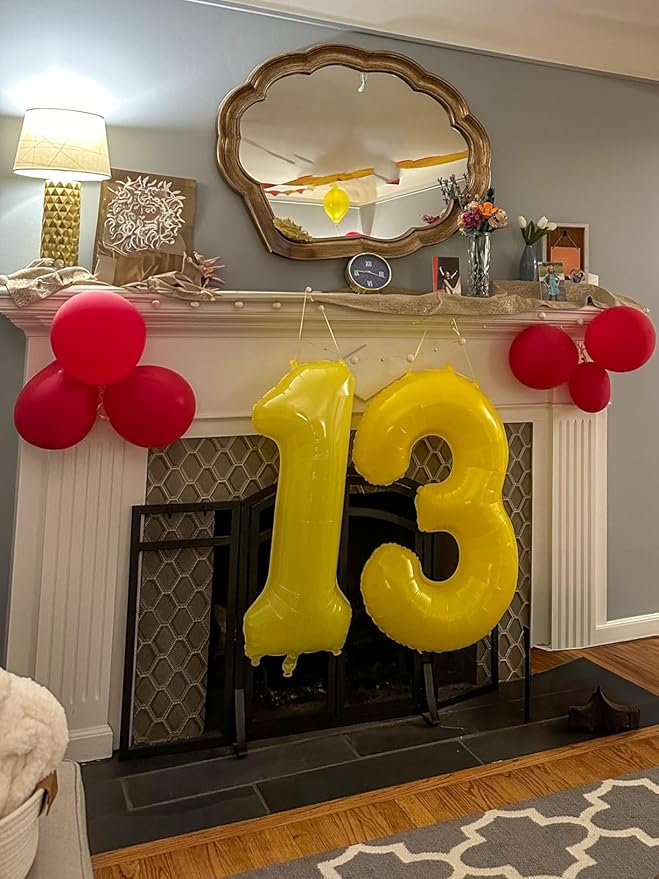 Numbers Balloon 3, 40 Inch Large Yellow Balloon for Three Year Old Birthday Decor, 3 13 30 31 Birthday Party Decorations for Wedding Supplies