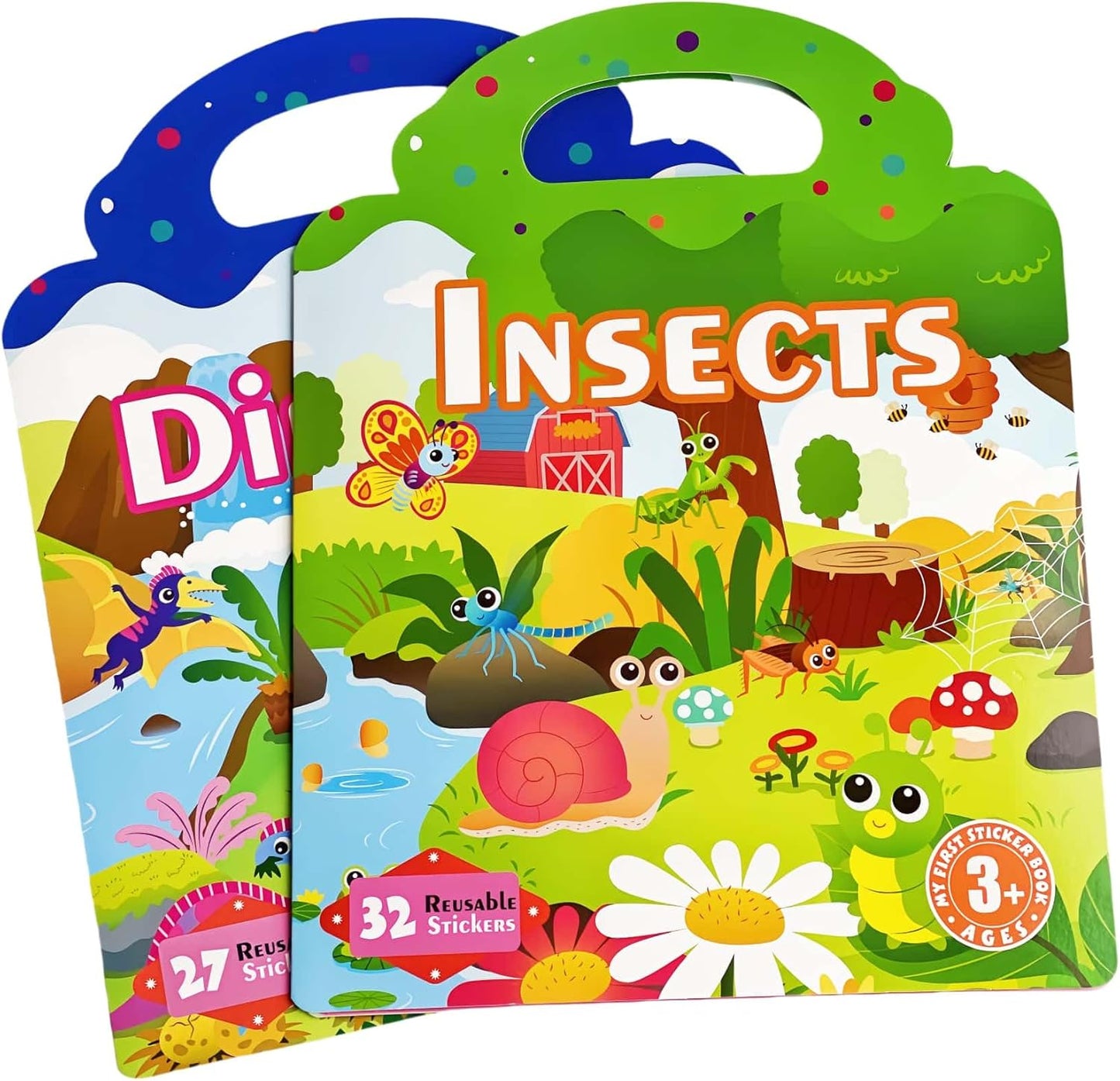 2 Sets Reusable Sticker Book for Toddlers 3+ Years - Waterproof Sticker Books for Kids, Travel Toys with Stickers for Kids, Perfect for Restaurant & Plane Use, Birthday Gifts for Girls Boys