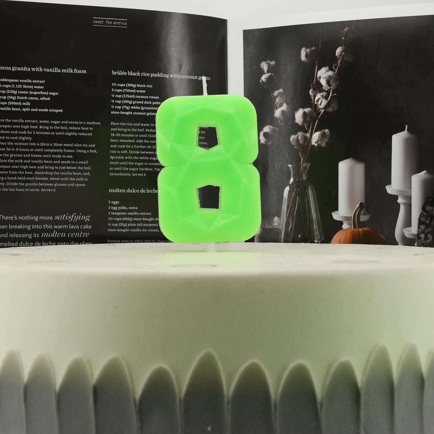 DERVENTA Large Birthday Candle Number 3D Luminous Green 3.7 inch Party Celebration Anniversary Decoration Cake Topper 1 Piece (Luminous Green Number 8)