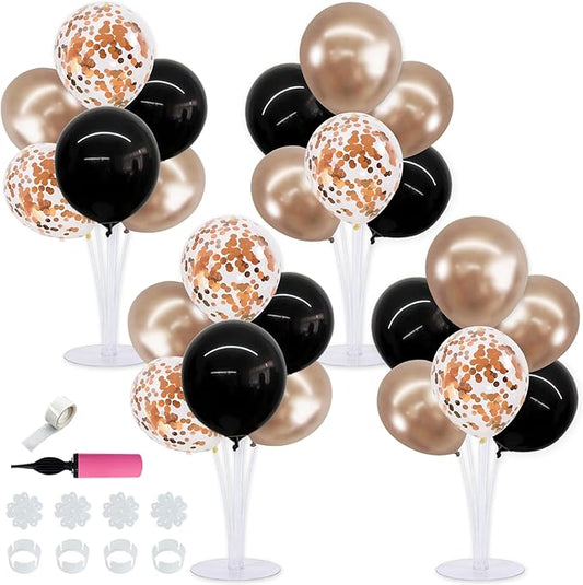 TONIFUL 4 Set Black Champagne Gold Balloon Centerpieces for Table,Balloon Stand Kit for Women Bachelorette Party Party Decor,Birthday Decorations,Bridal Shower,Graduation Decorations 2026,Retirement