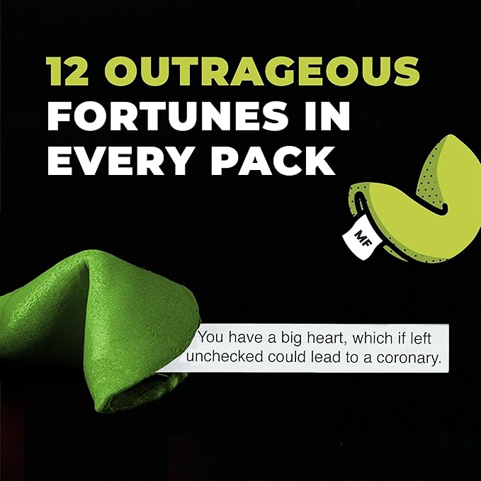 Miss Fortunes, Funny Fortune Cookies, The Unlucky Dozen, For Those Who Have Been Finger'd By Fate! Written by Professional Comedy Writers (Box of 12 Individually Wrapped Green Fortune Cookies)