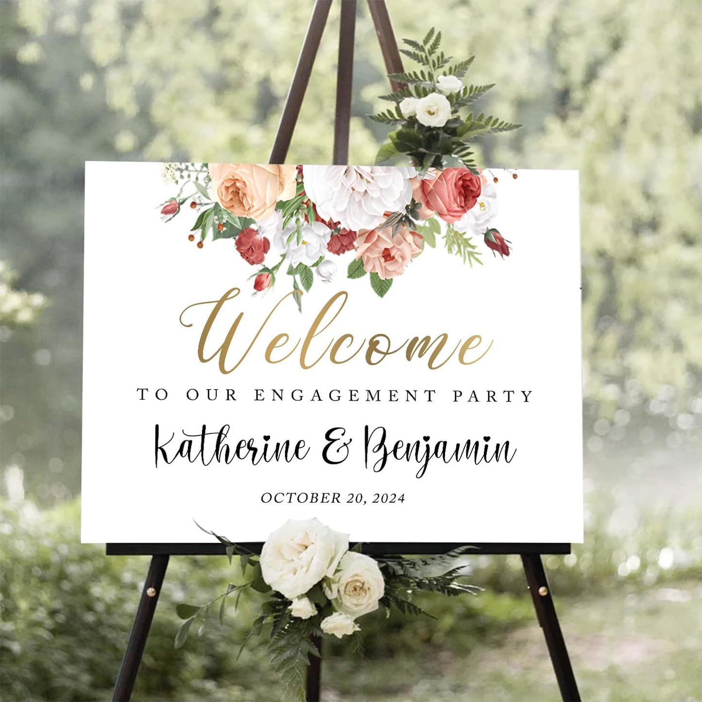 Welcome To Our Engagement Party Sign, Engagement Signs For A Party, Engagement Party Sign, Engagement Party Decorations, Floral Engagement Party Decoration, Custom Engagement Welcome Sign