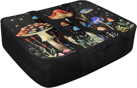 Mushroom Print Insulated Casserole Carriers Lasagna Holder Tote Reusable Hot Cold Food Carrier with Heat Resistant Lining for Hot or Cold Food for Parties Travel Potluck