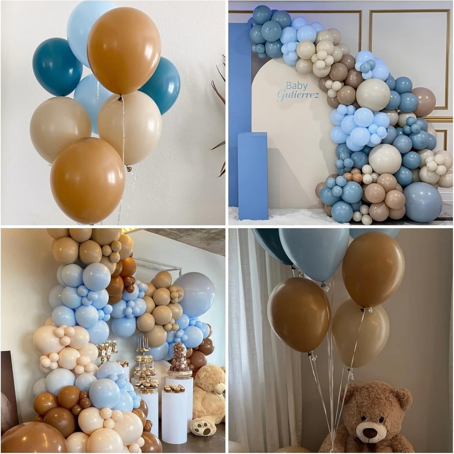 Blue Brown Balloons Dusty Blue Brown Cream Balloons for Bear Birthday Decorations 12INCH Tan Beige Nude Helium Latex Balloon for Arch Baby Shower Boy Kids Party Supplies Wedding Decor