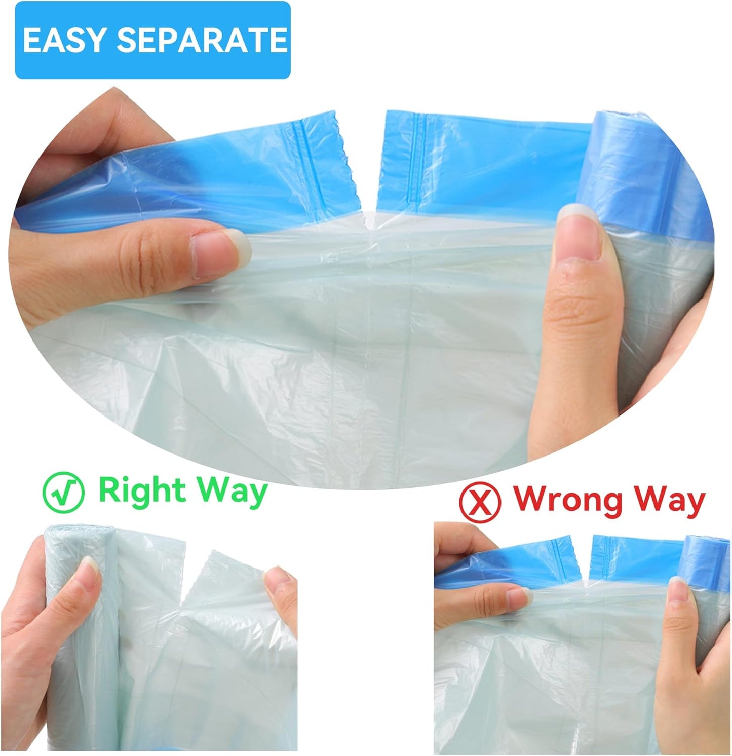 Bathroom Small Drawstring Trash Bag 2.6 Gallon Random Colored Garbage Bag 75 Count Trash Can Liner for Bathroom, Office, Bedroom, Kitchen