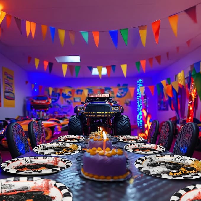 Monster Truck Party Decorations - Monster Truck Party Plates and Napkins for Kids Birthday Party, Serves 40 Guests