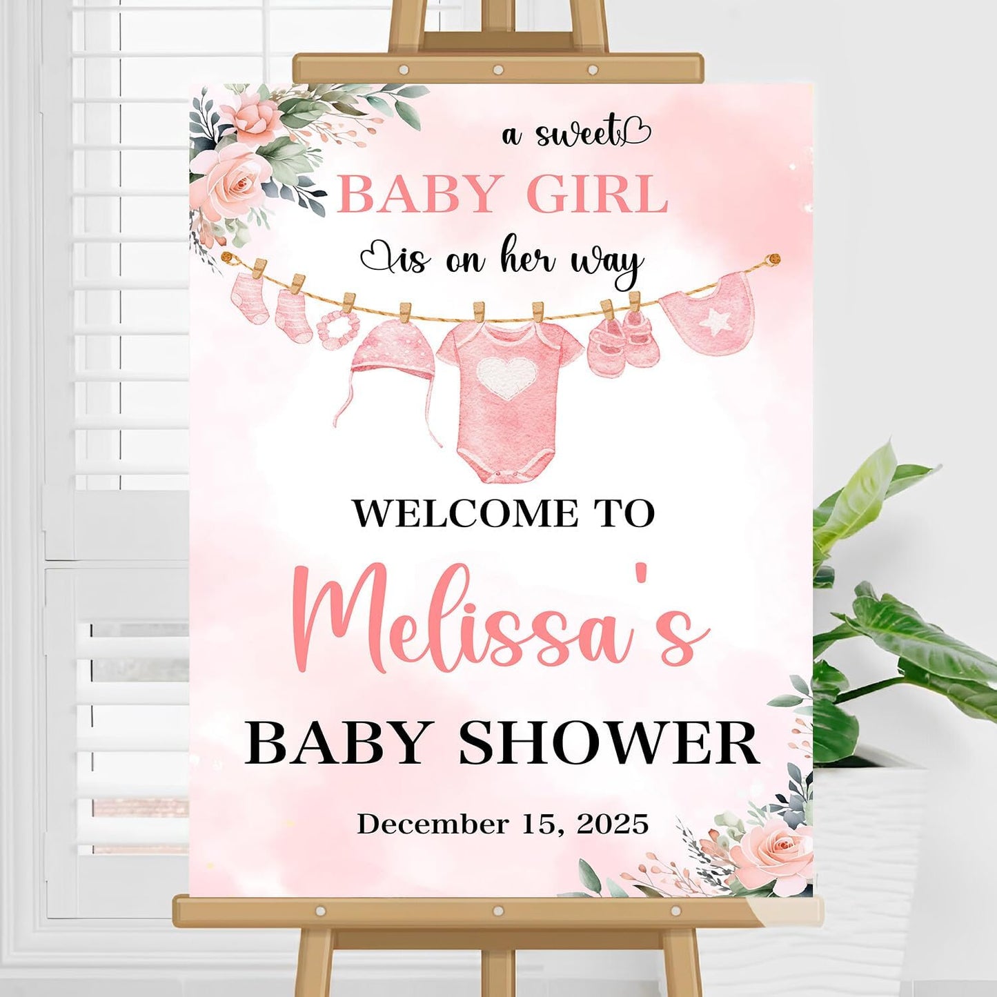 Custom Baby Shower Yard Sign For Girl, Girl Baby Clothes Baby Shower Welcome Sign, Pink Baby Shower Welcome Sign, Sweet Baby Girl Baby Shower Address Sign, Pink Baby Shower Decorations