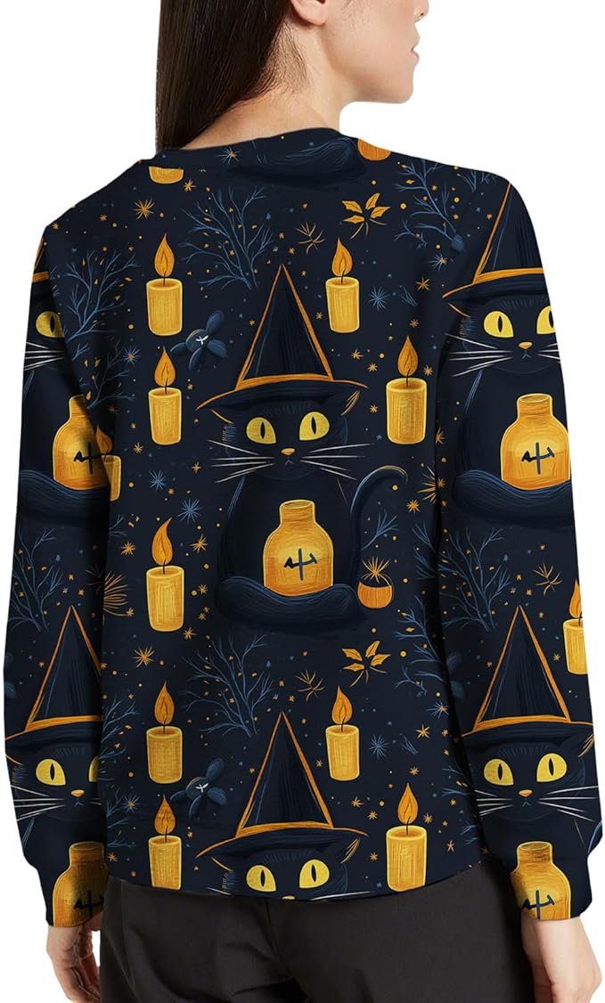 LIZALIG Pullover Cute Sweatshirt Orange Skeleton Fall Festive FunWomens Design Bat Holiday Party Outings Pumpkin Print
